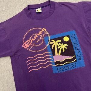 Intake 80's Double Layer Sleeve Shirt Mens Large Purple Graphic Las Vegas Dunes
